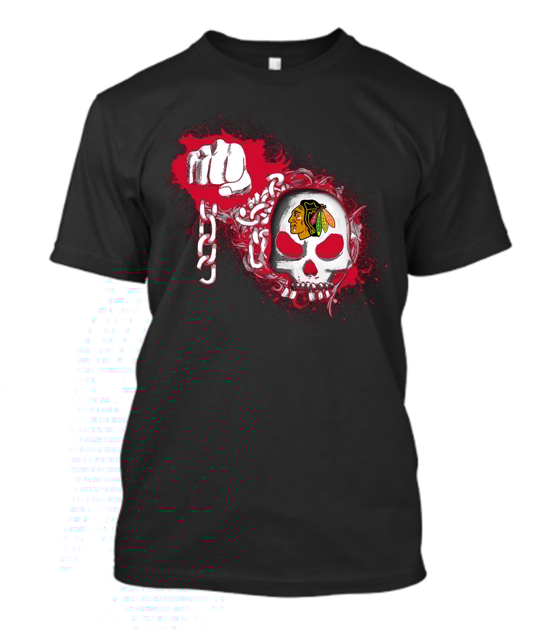 Chicago Blackhawks Skull And Chain Fist T-Shirt
