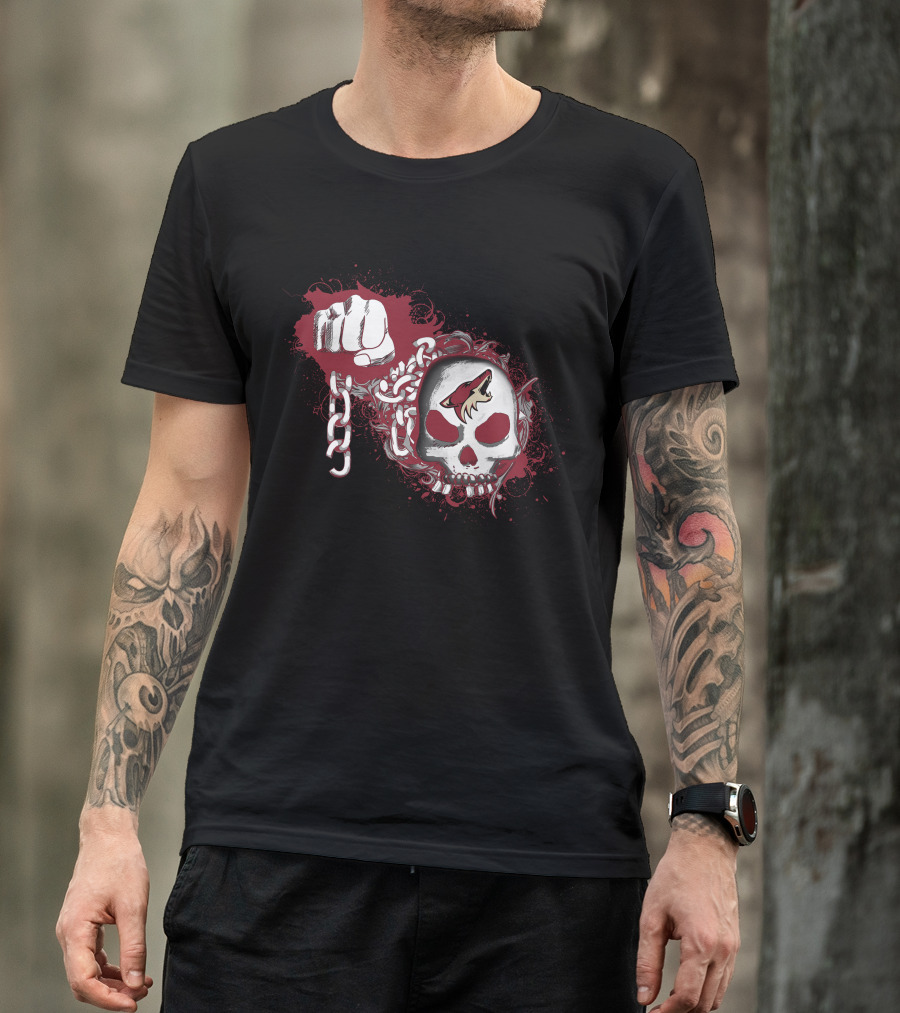 Arizona Coyotes Skull Logo With Fist And Chain T-Shirt