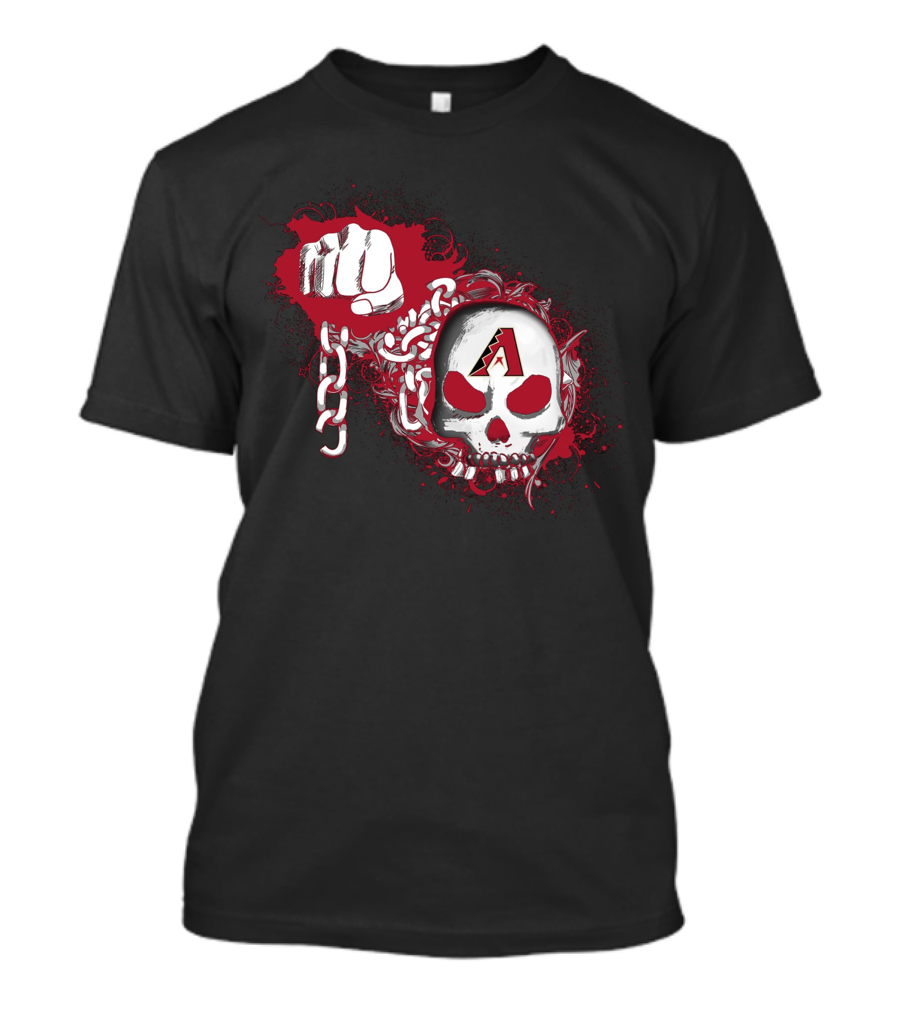 Arizona Diamondbacks Skull Chain Fist Art T-Shirt