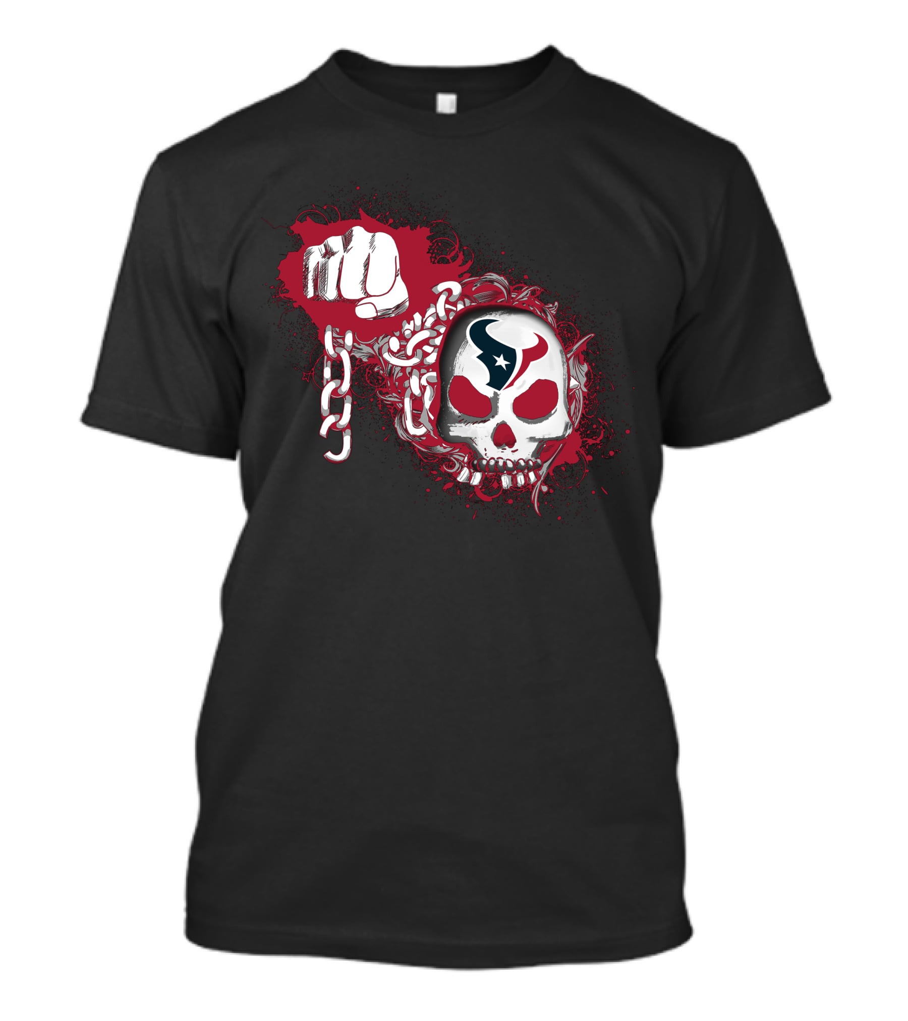 Houston Texans Skull Chains Fist T-Shirt