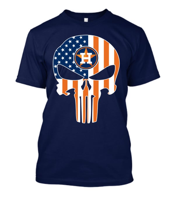 Houston Astros The Punisher American Flag Skull T-Shirt