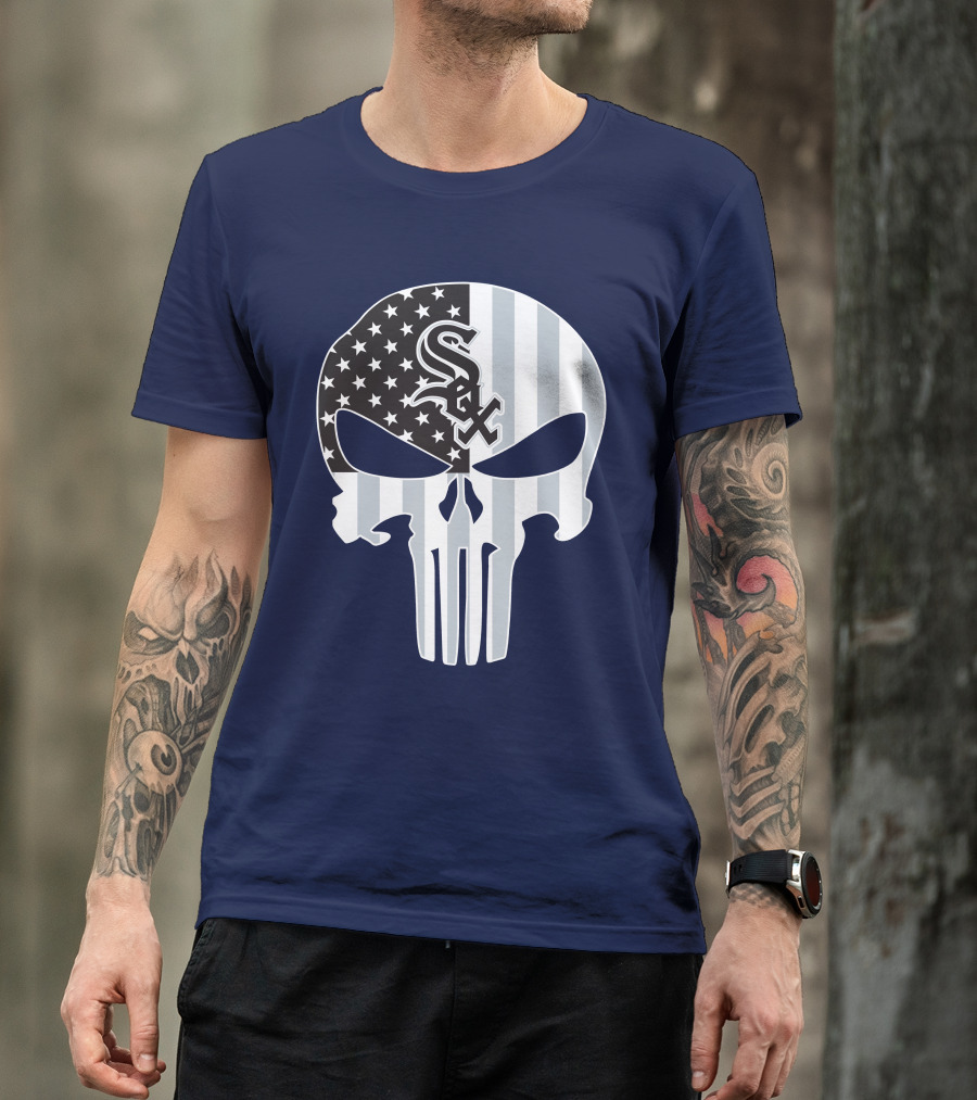 Chicago White Sox American Flag Punisher Skull T-Shirt