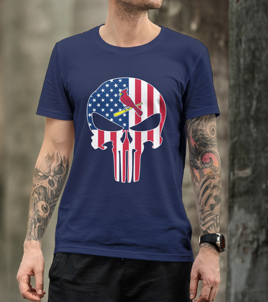 Louis Cardinals American Flag Punisher Skull T-Shirt