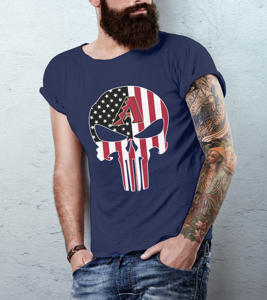 Arizona Diamondbacks Punisher American Flag Skull T-Shirt