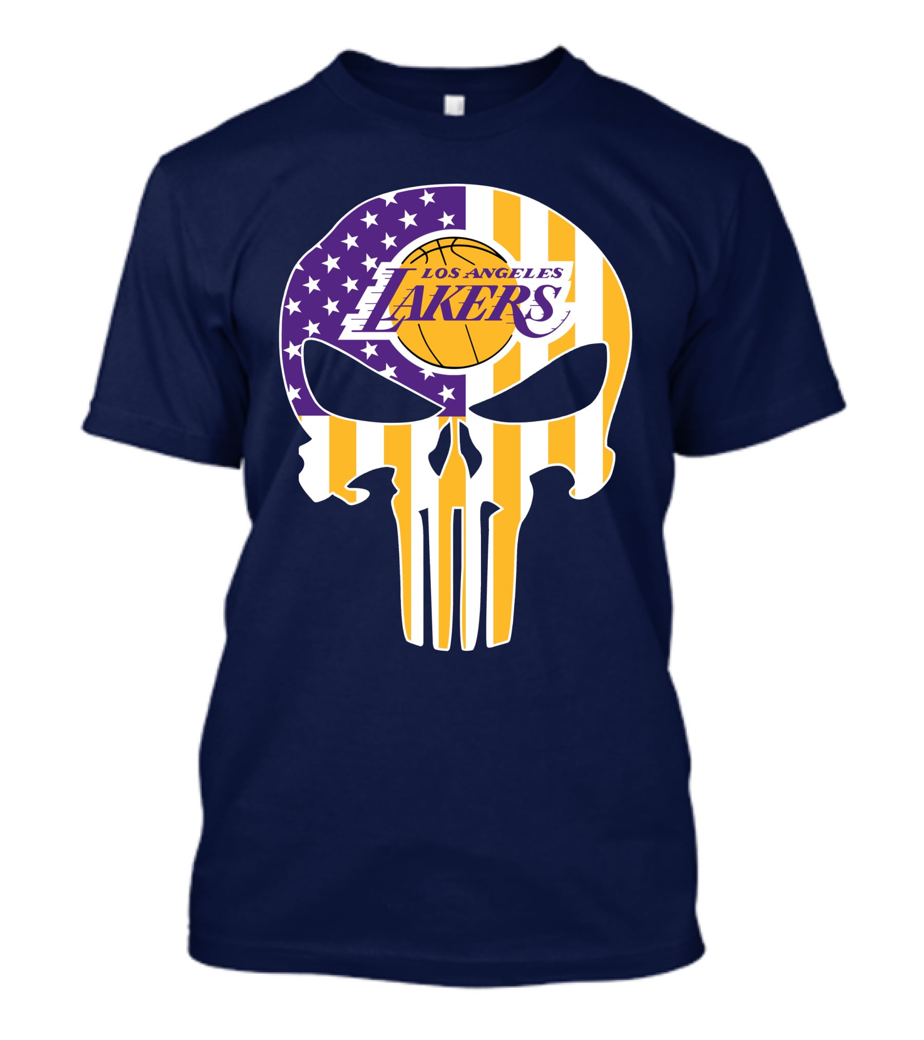 Los Angeles Lakers Skull Punisher American Flag T-Shirt