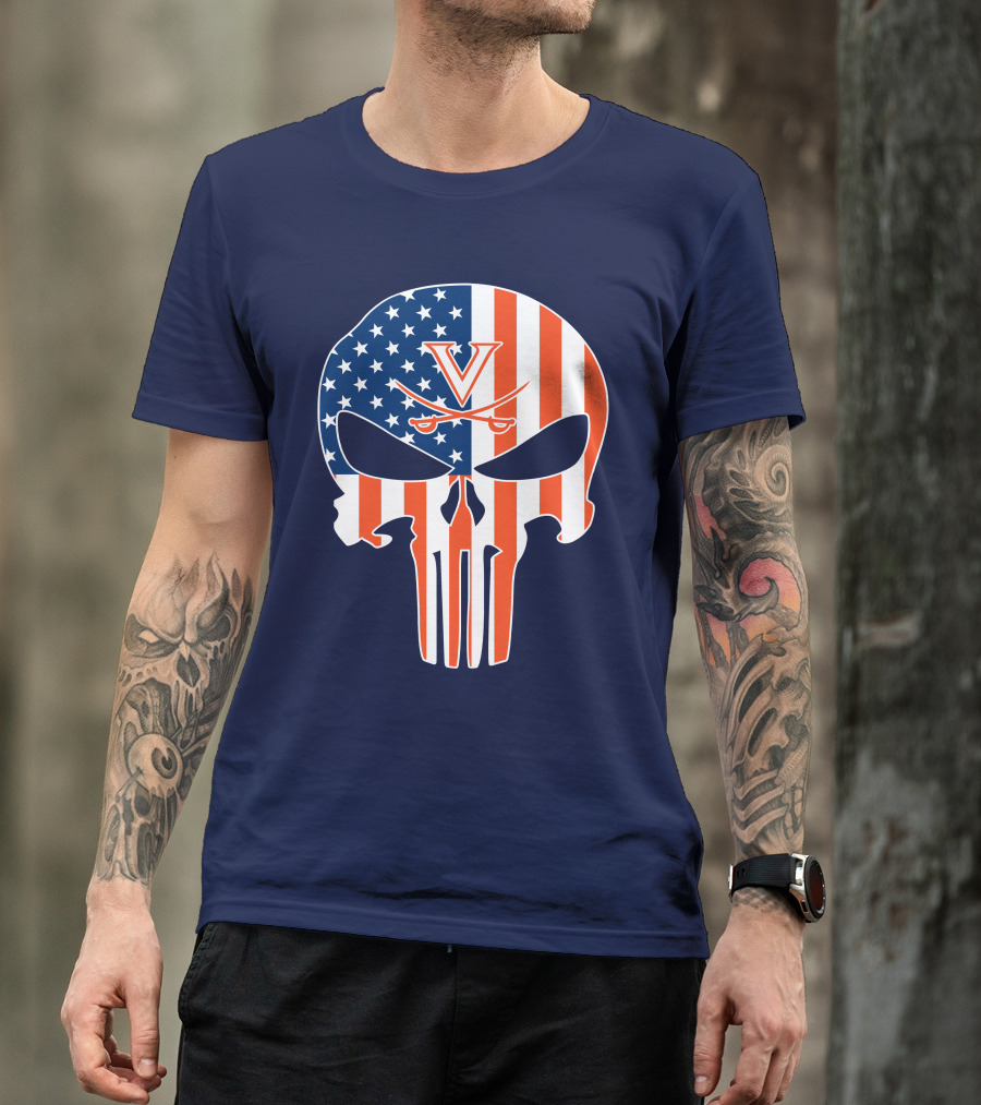 Virginia Cavaliers The Punisher American Flag T-Shirt