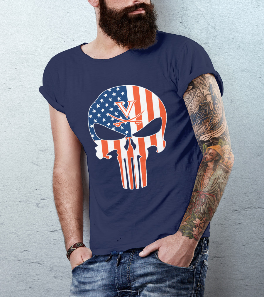 Virginia Cavaliers The Punisher American Flag T-Shirt