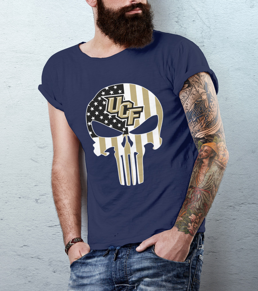 Ucf Knights The Punisher Skull With American Flag T-Shirt