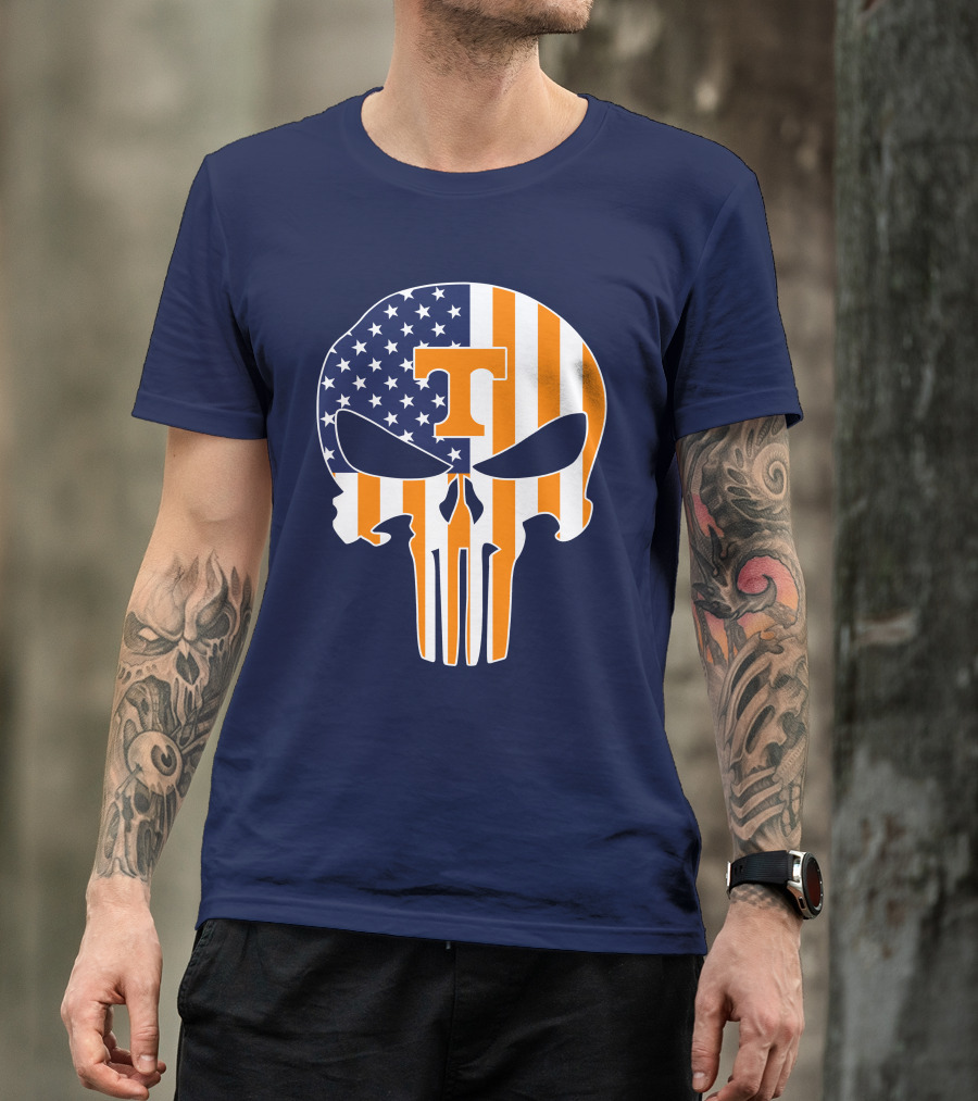 Tennessee Volunteers The Punisher American Flag Skull Icon T T-Shirt