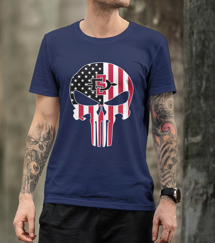 American Flag Skull San Diego State Aztecs 27 The Punisher T-Shirt
