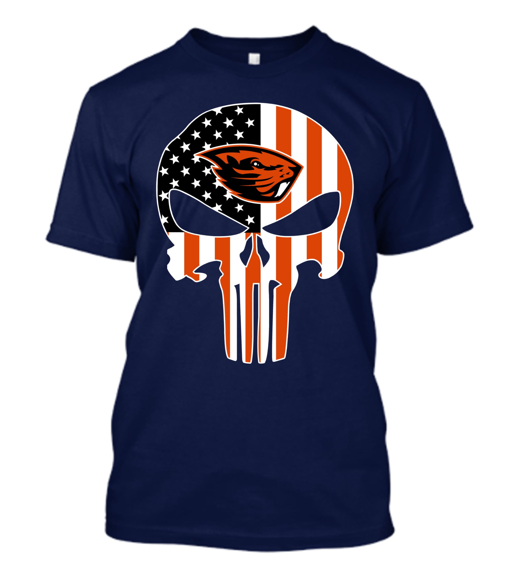 Oregon State Beavers American Flag Skull Logo Punisher 29 T-Shirt