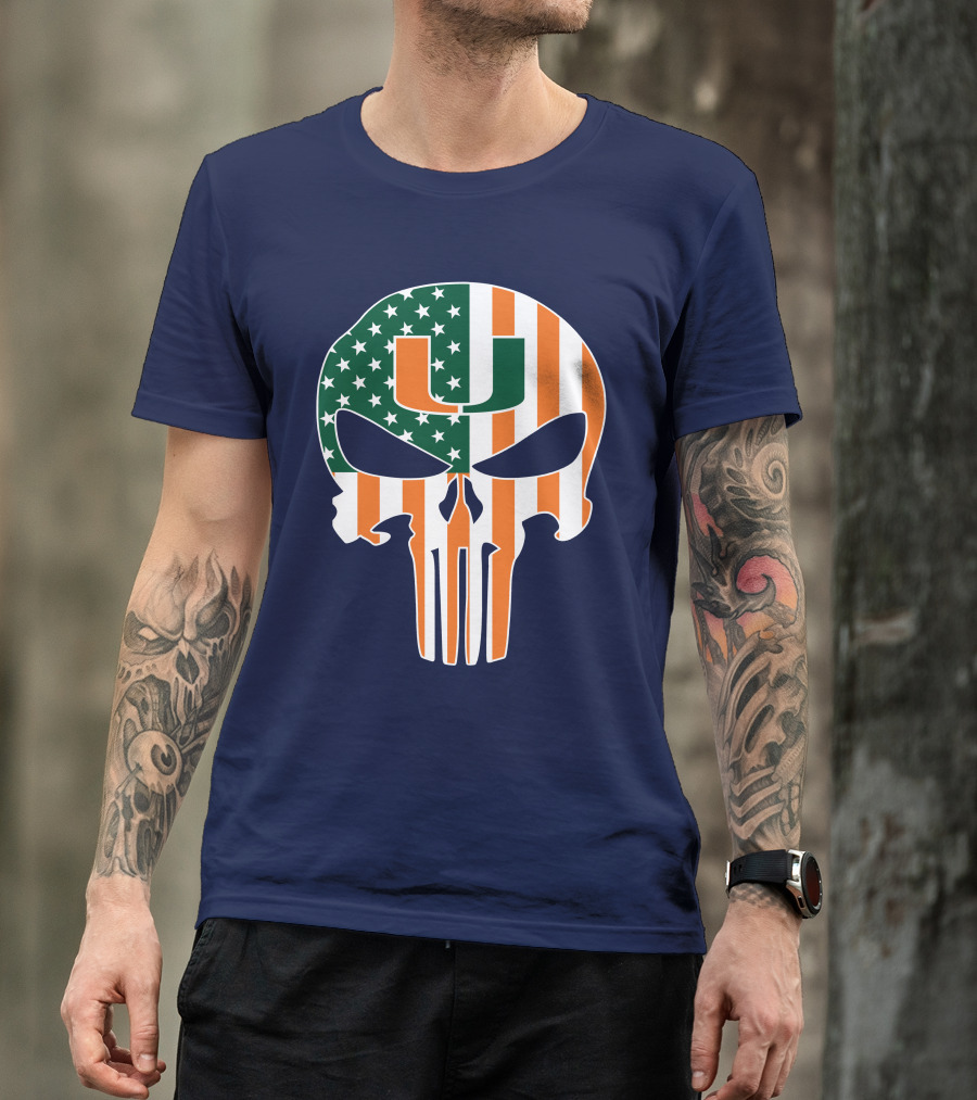 Miami Hurricanes American Flag U The Punisher T-Shirt