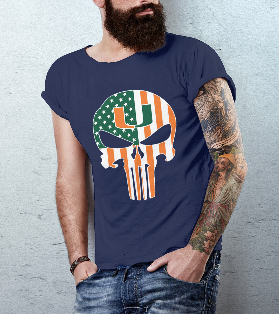 Miami Hurricanes American Flag U The Punisher T-Shirt
