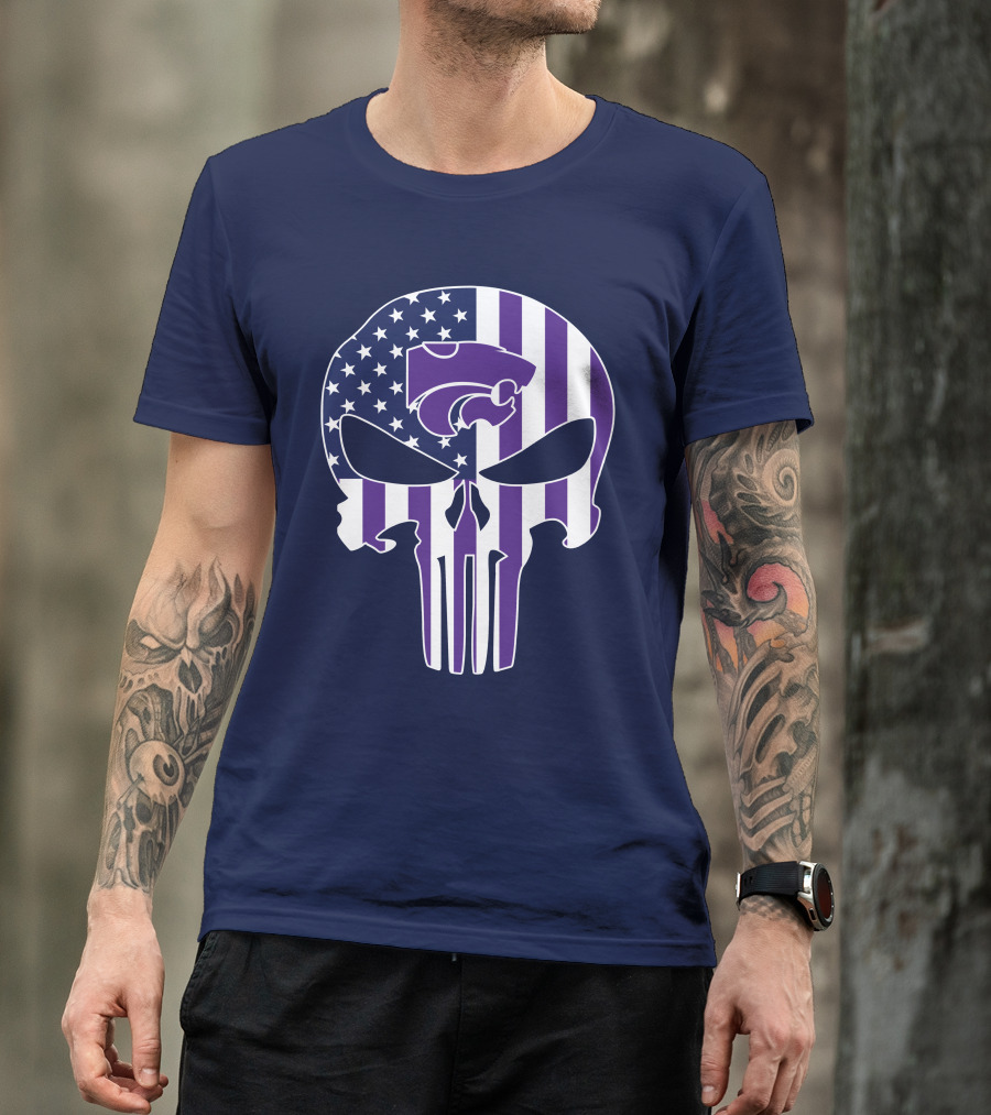 Kansas State Wildcats American Flag Punisher T-Shirt