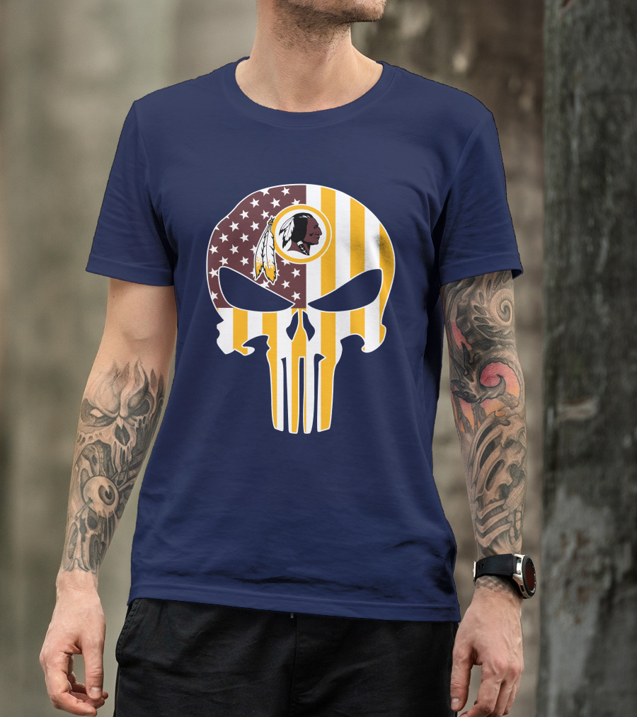 Washington Redskins Punisher Skull American Flag T-Shirt