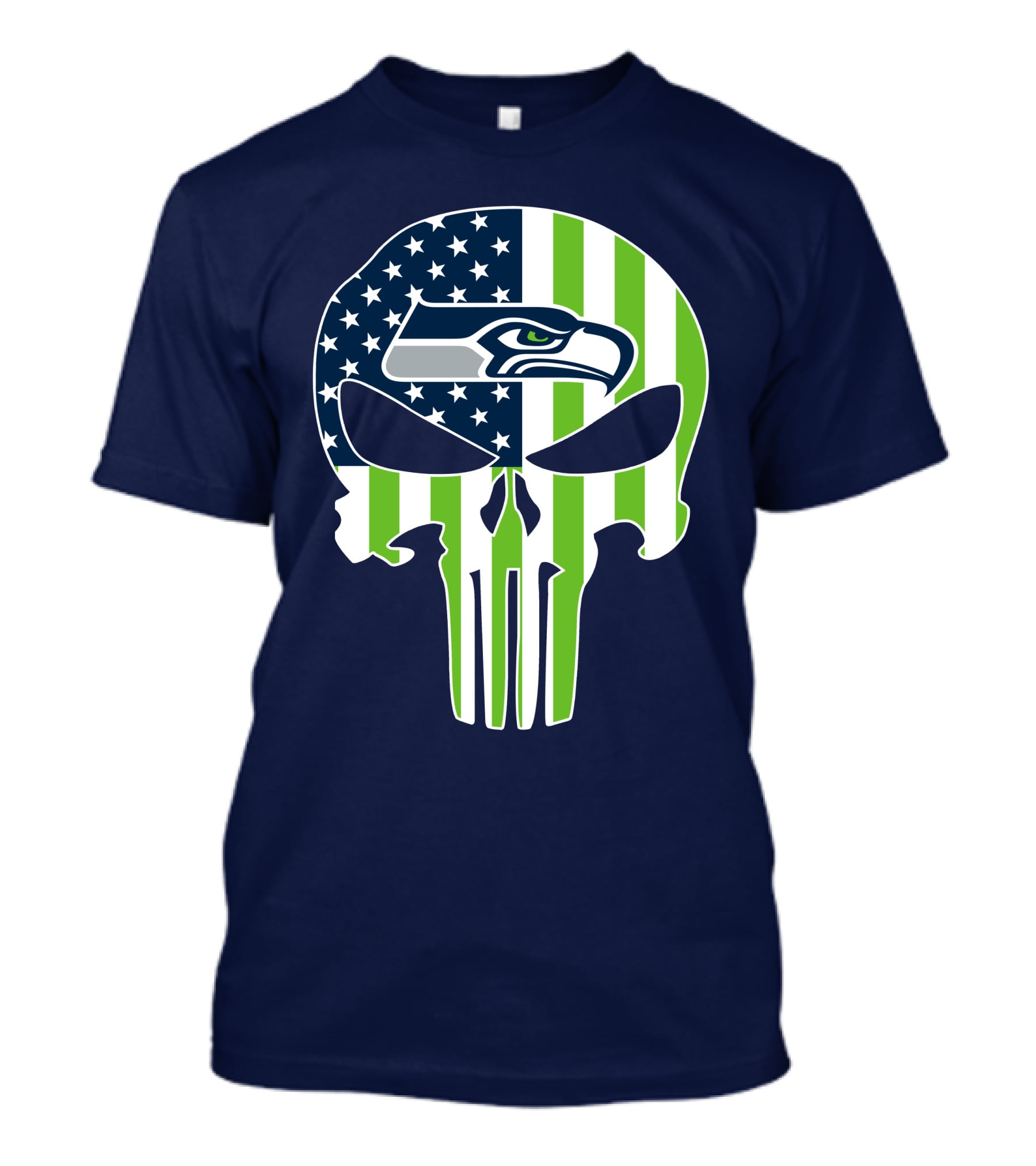Seattle Seahawks The Punisher Skull American Flag T-Shirt