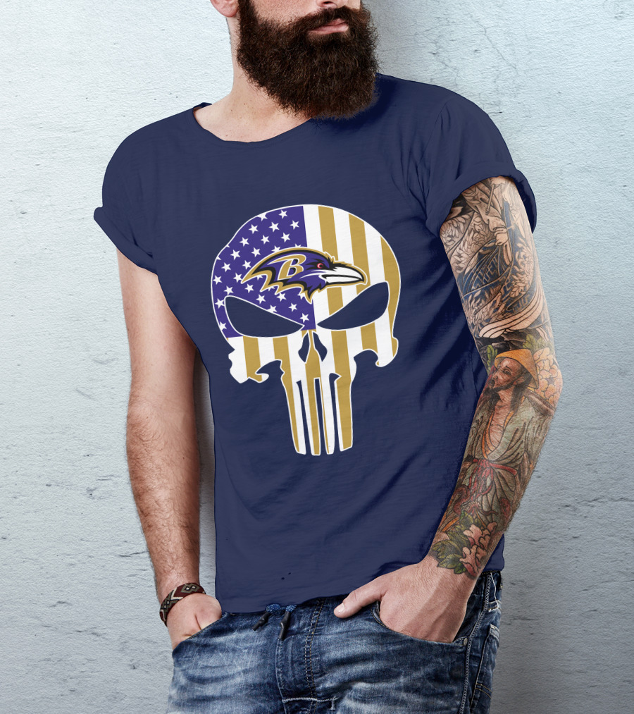 Baltimore Ravens Punisher American Flag T-Shirt