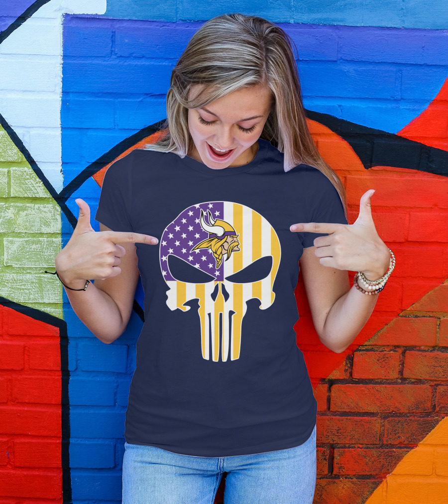 Vikings American Flag Skull Punisher T-Shirt