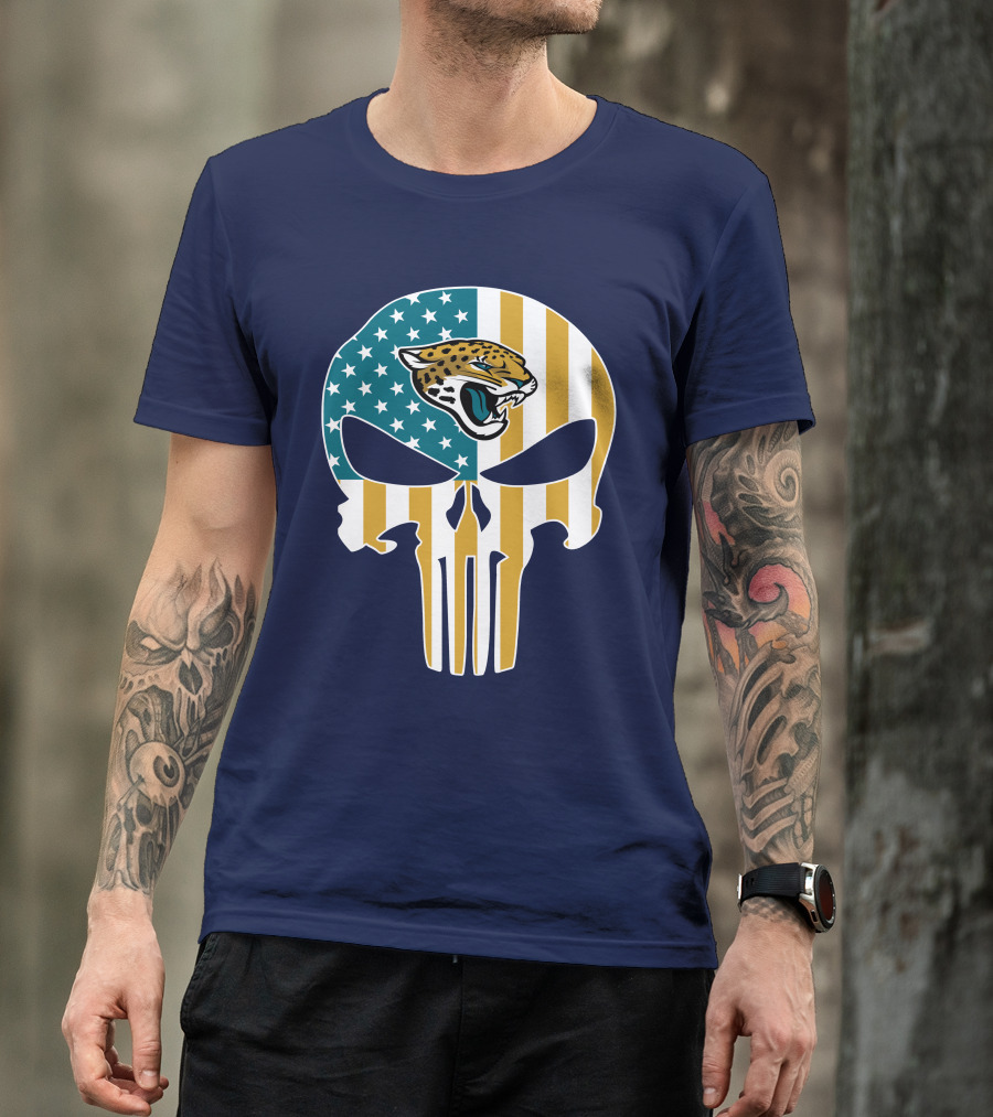 Jacksonville Jaguars The Punisher American Flag Logo 18 T-Shirt