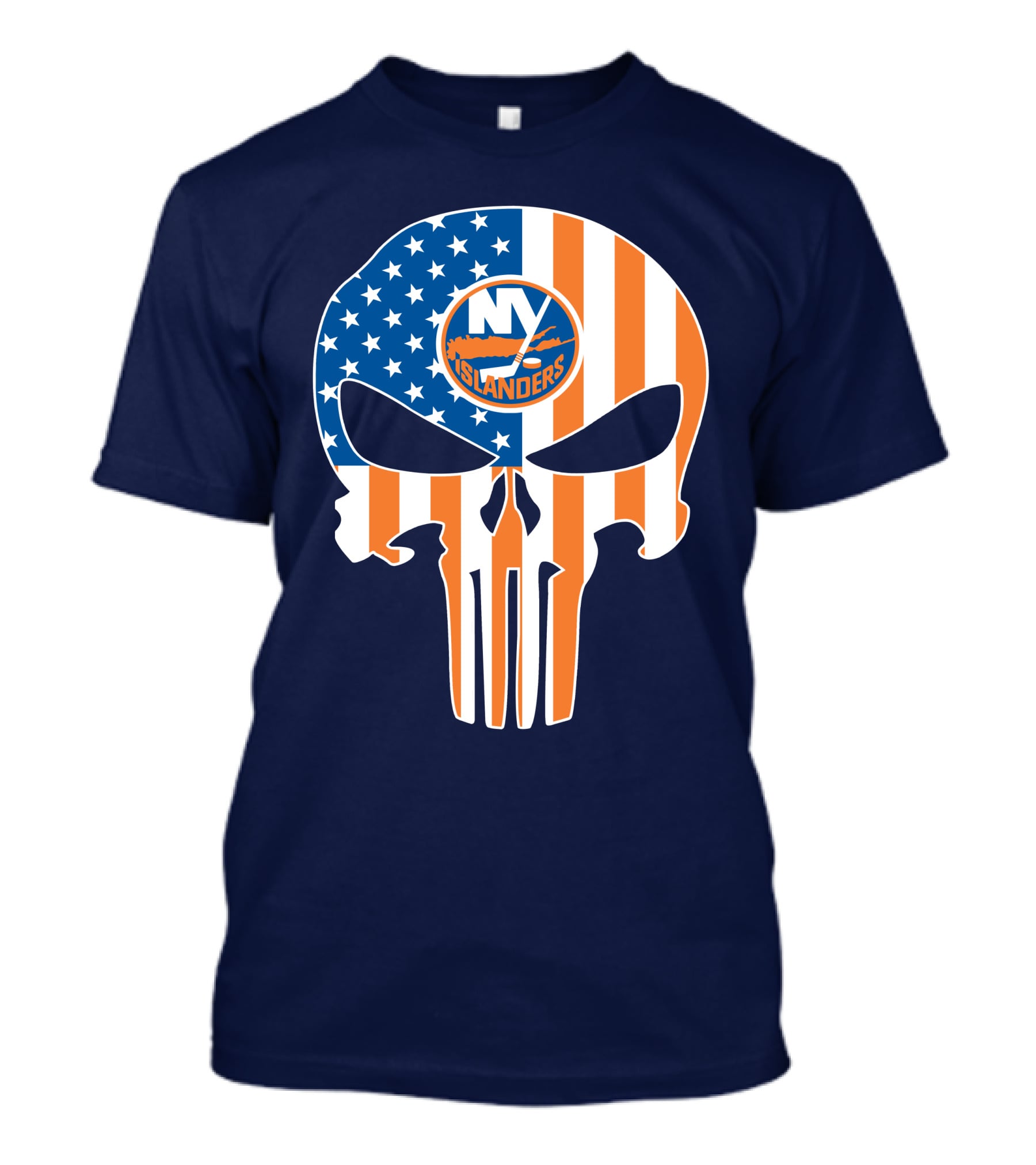 New York Islanders Punisher Skull American Flag T-Shirt