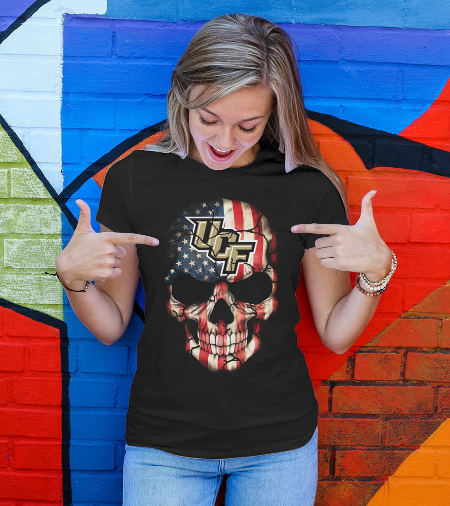 Ucf Knights American Flag Skull T-Shirt