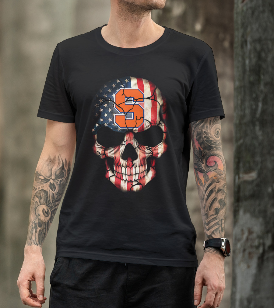 Syracuse Orange Skull American Flag T-Shirt