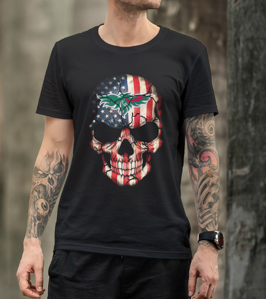 Green Bay Phoenix American Flag Skull T-Shirt
