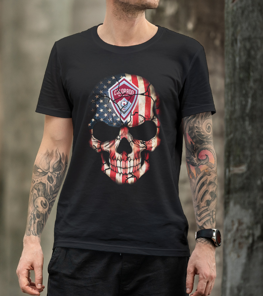 Colorado Rapids 96 Skull American Flag T-Shirt