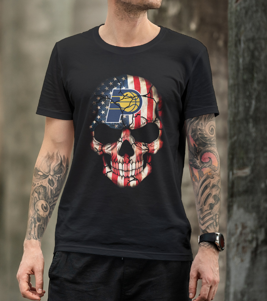 Indiana Pacers American Flag Skull T-Shirt