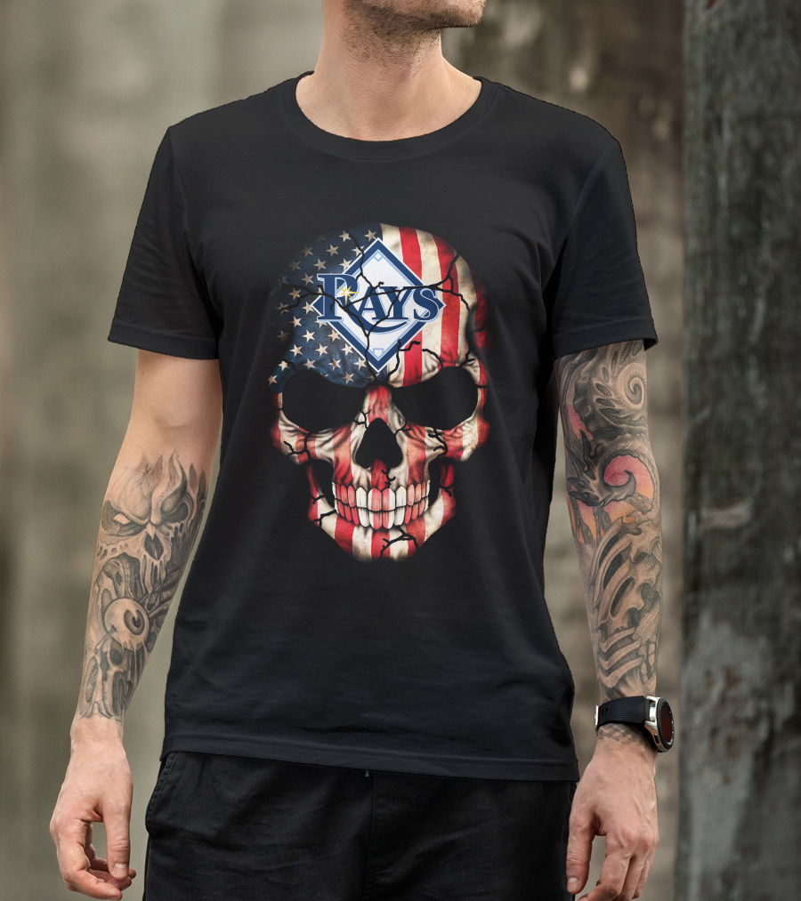 Tampa Bay Rays American Flag Skull Design 220 T-Shirt