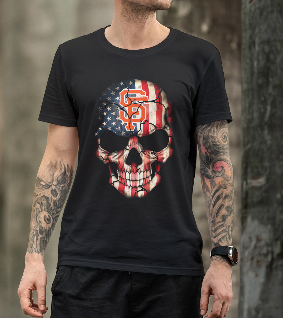 San Francisco Giants American Flag Skull T-Shirt