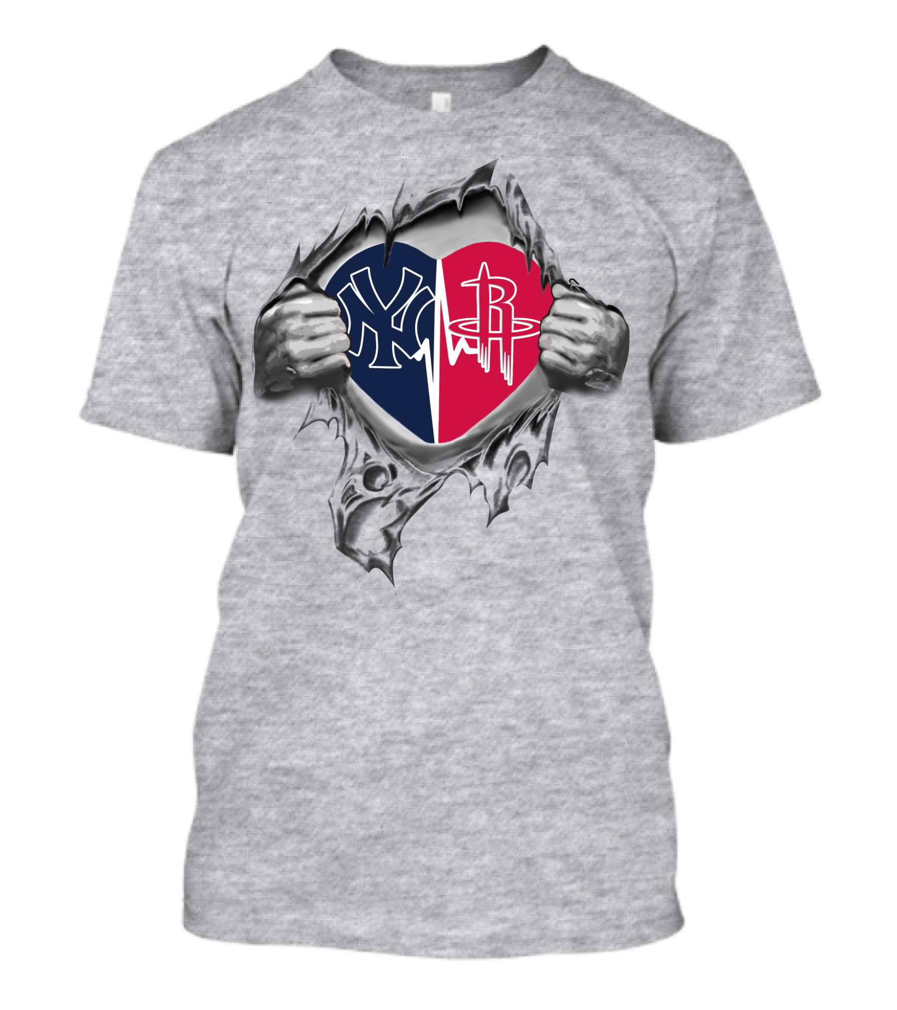 Yankees Houston Rockets Heart T-Shirt