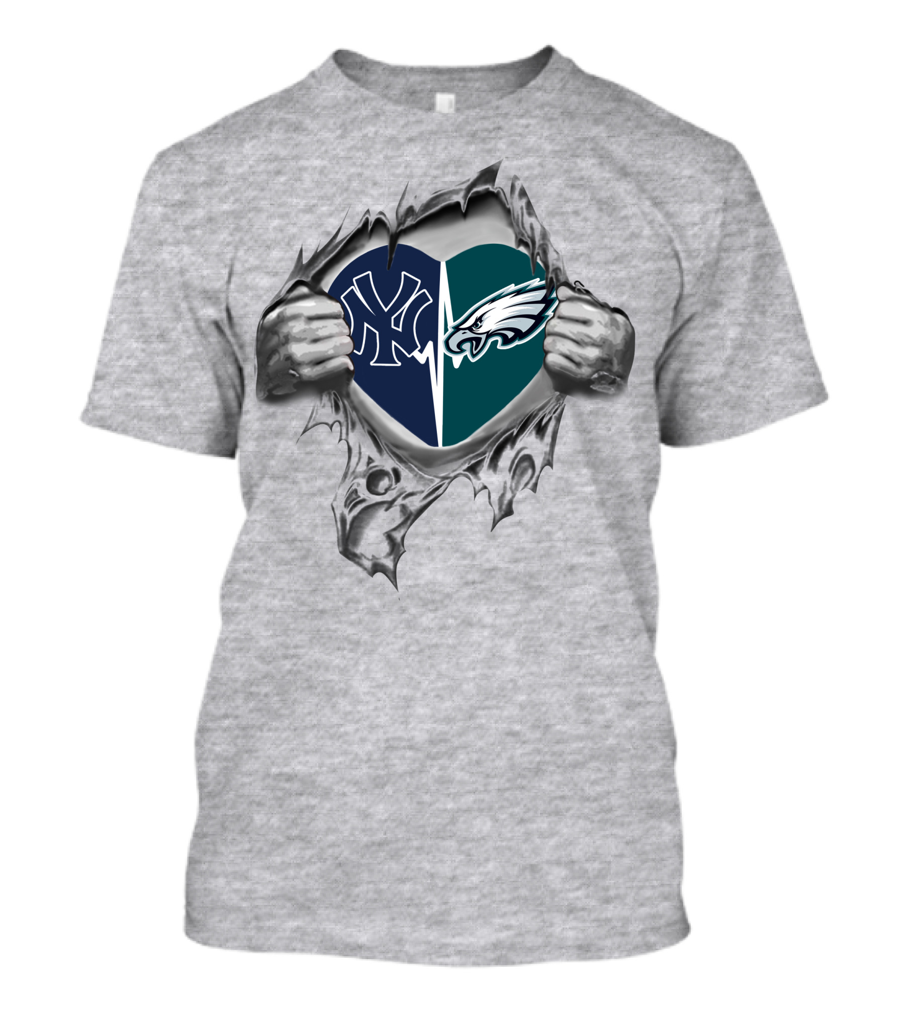 Yankees Eagles Heart Yankees Philadelphia Eagles Heart T-Shirt