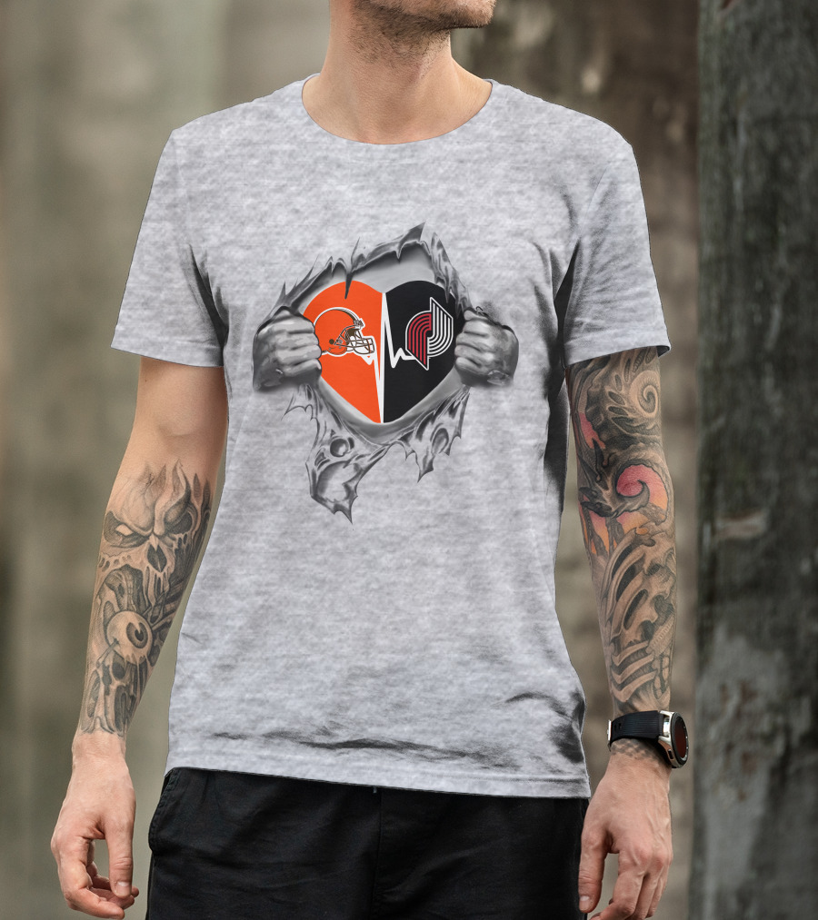 Cleveland Browns Portland Trail Blazers Heart T-Shirt