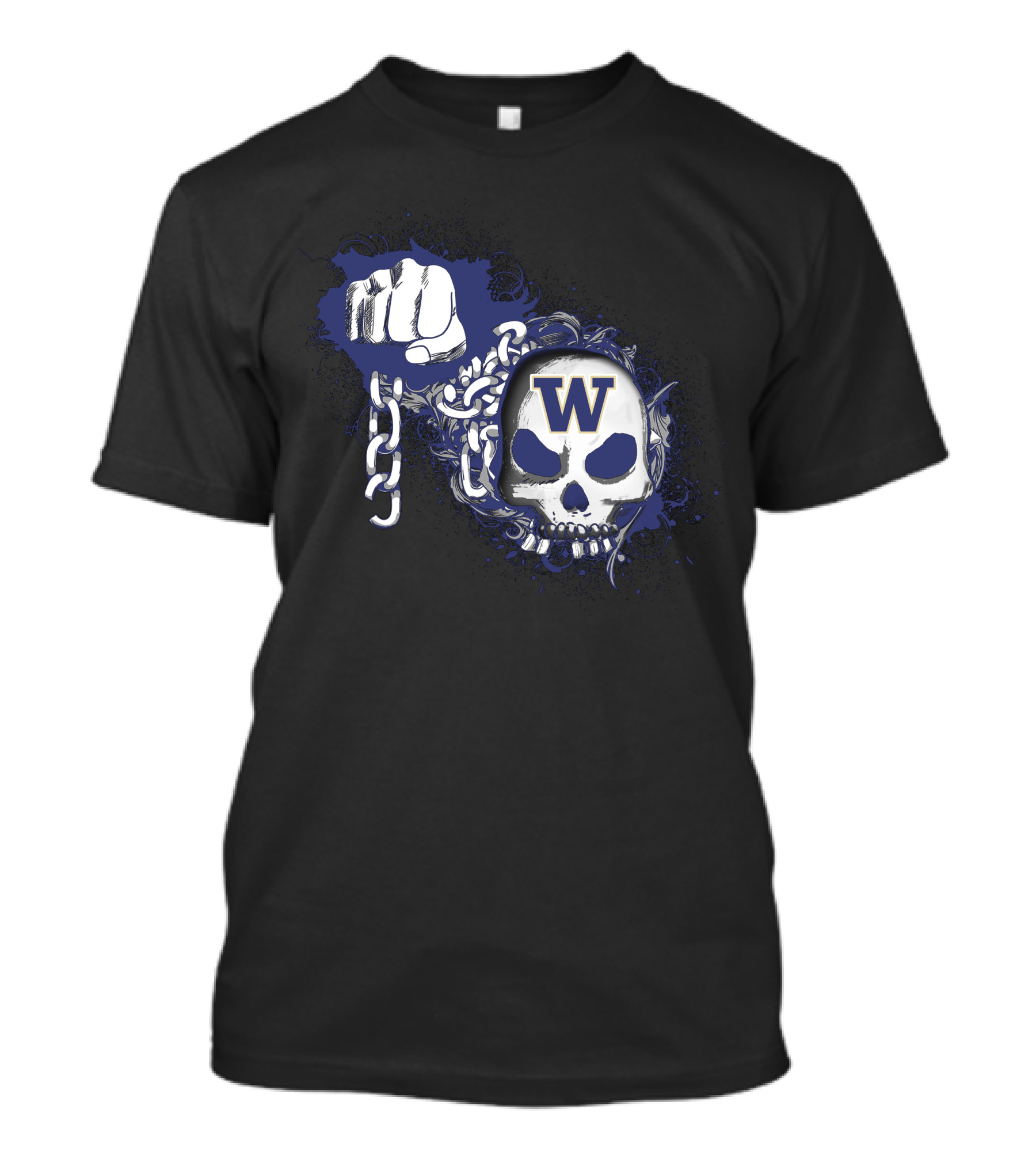 Washington Huskies Skull And Chain With Fist T-Shirt