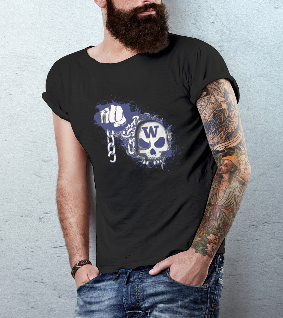 Washington Huskies Skull And Chain With Fist T-Shirt