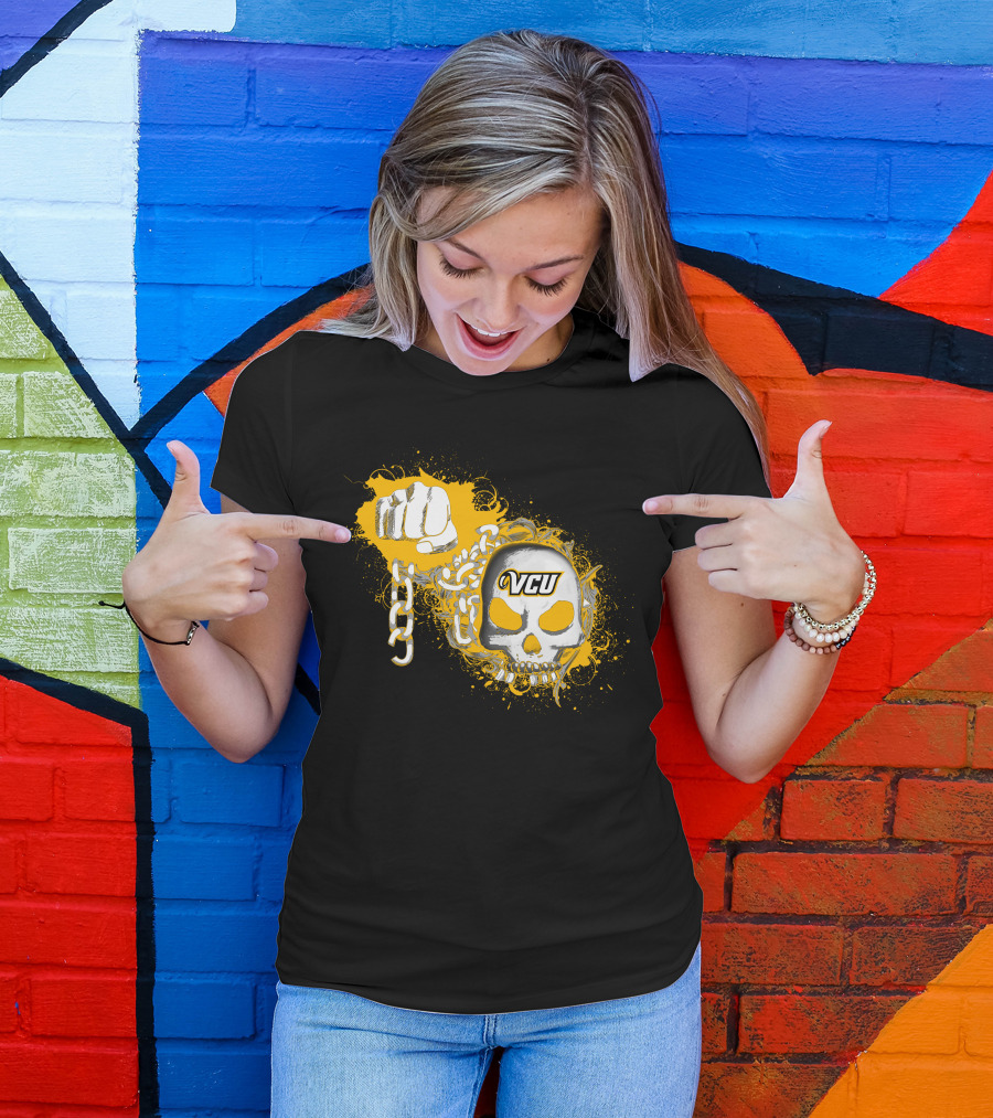 Vcu Rams Skull And Chains Fist T-Shirt