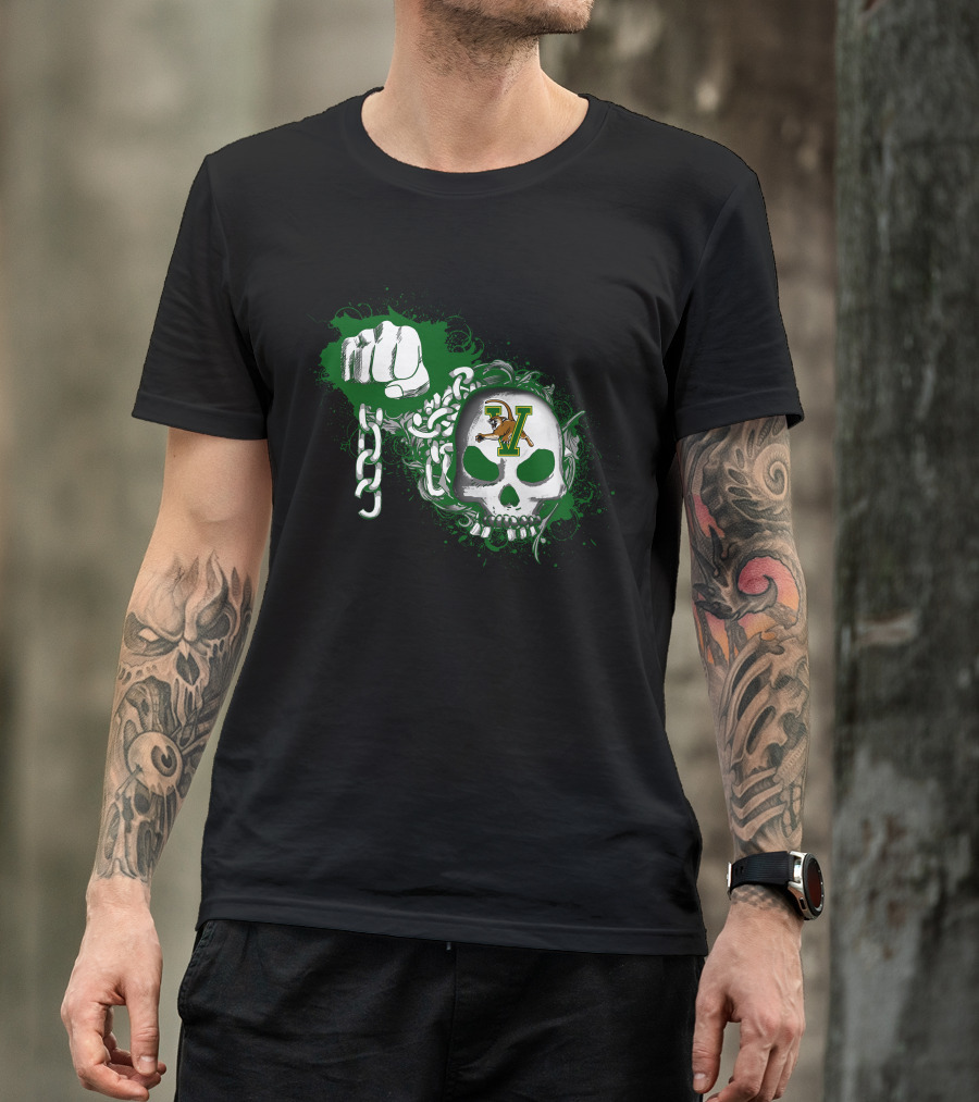 Vermont Catamounts Skull Fist And Chains T-Shirt