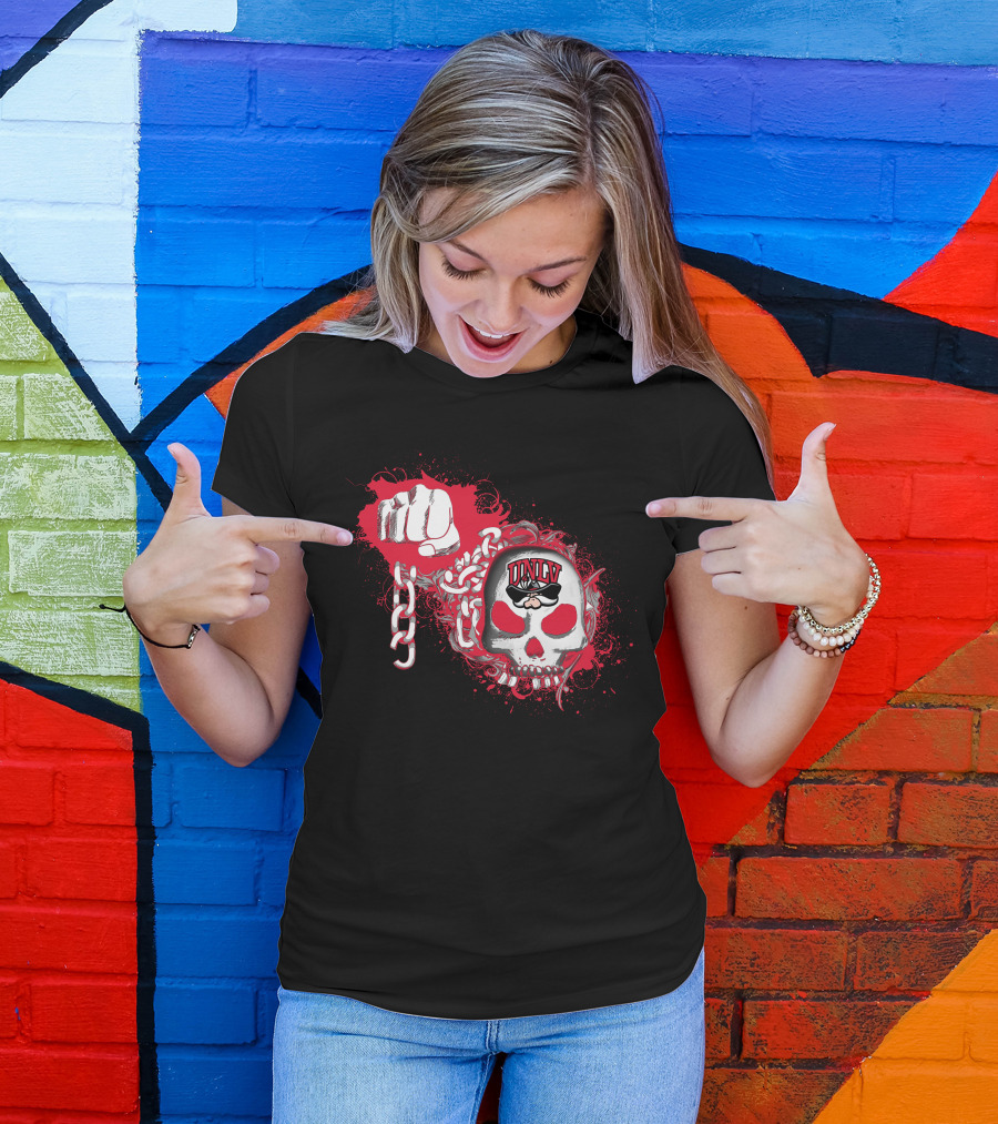 Unlv Rebels Skull And Chains With Fist T-Shirt