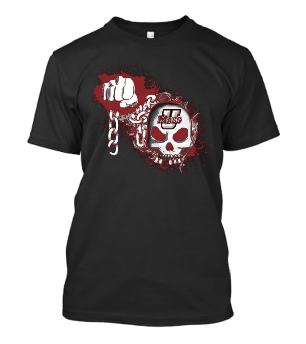 Umass Minutemen Skull And Chain Fist T-Shirt