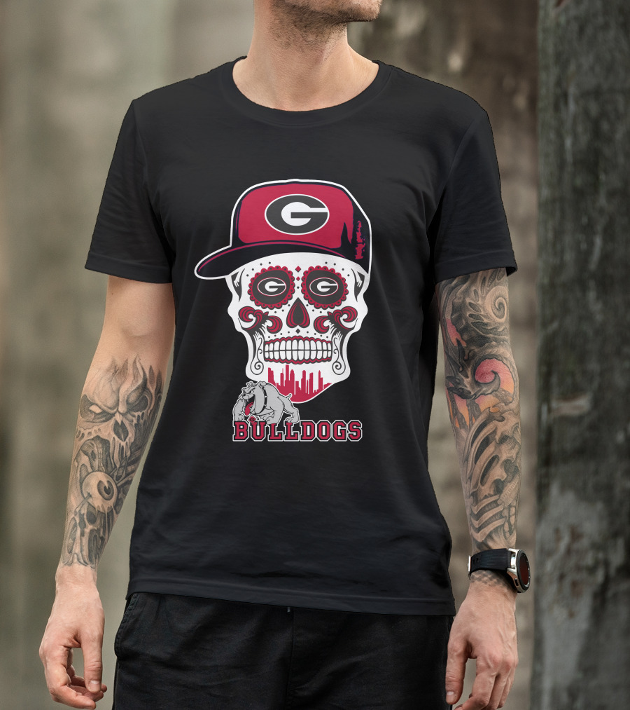 Georgia Bulldogs Skull Cap Funny Bulldogs T-Shirt