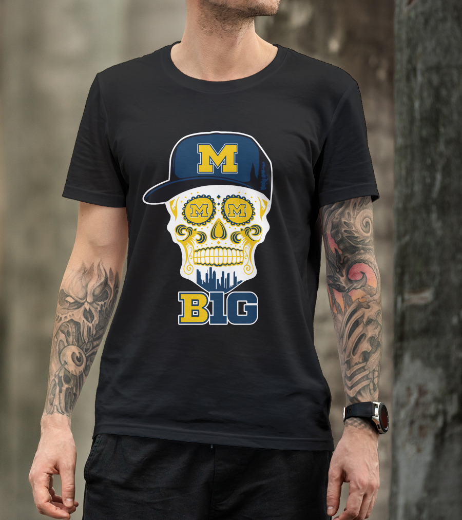 Michigan Wolverines Big Ten Skull Cap T-Shirt