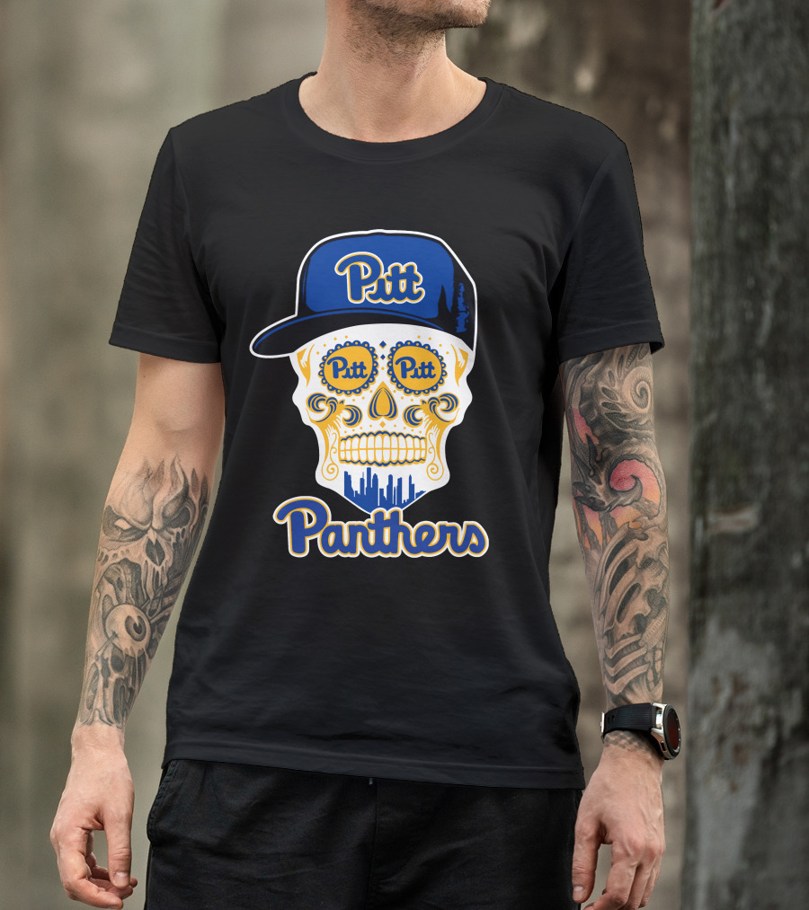 Pitt Panthers Skull With Hat Fun T-Shirt