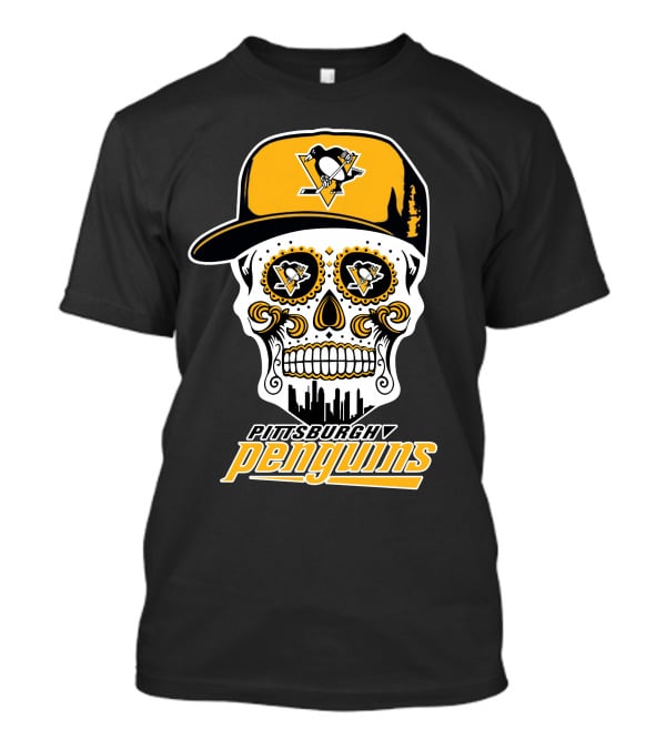 Pittsburgh Penguins Sugar Skull Cap Skyline Elements T-Shirt