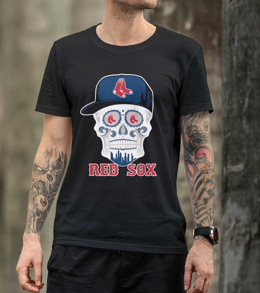 Boston Red Sox Skull With Hat T-Shirt