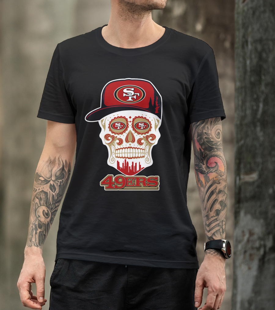 Sf 49ers Skull With Cap 49ers T-Shirt