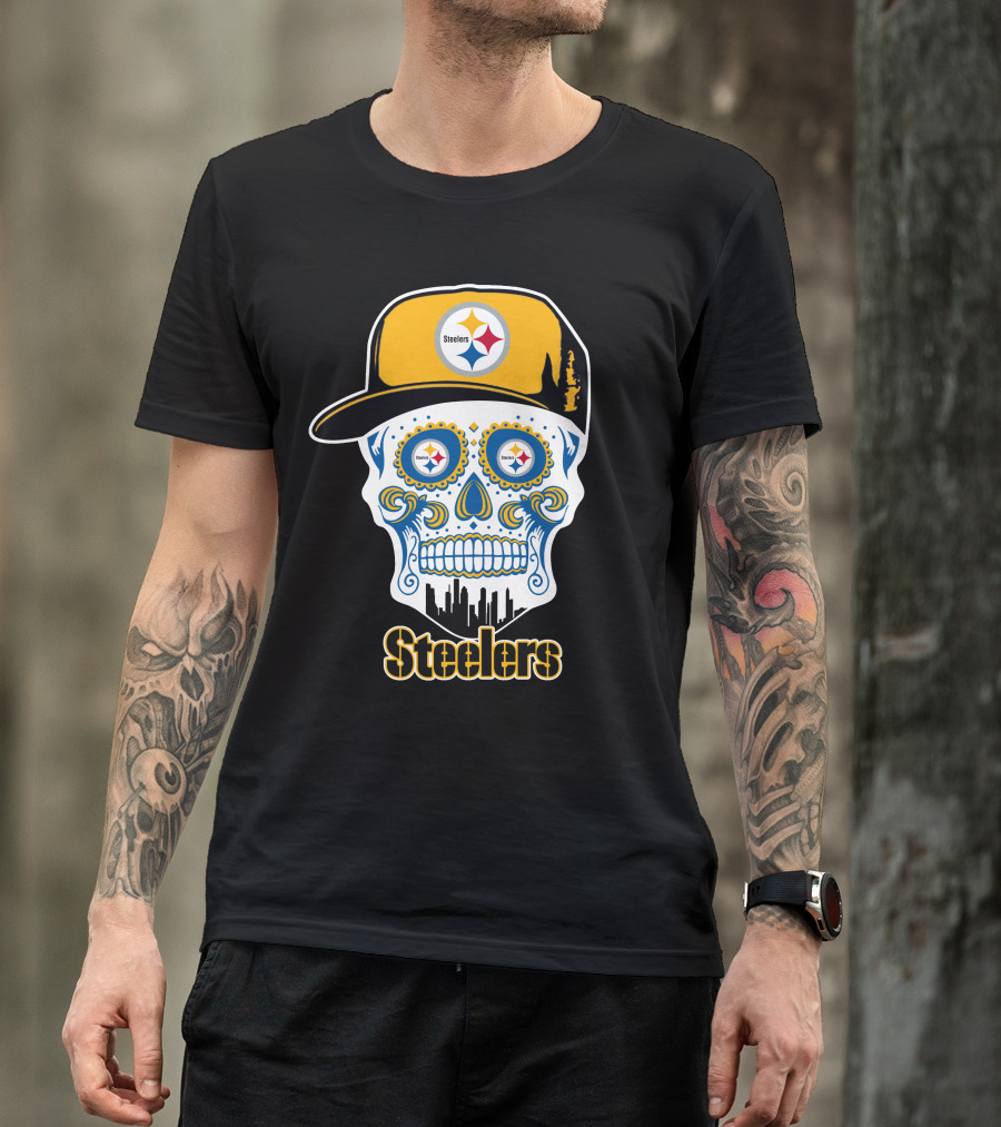 Pittsburgh Steelers Skull City Skyline Snapback T-Shirt