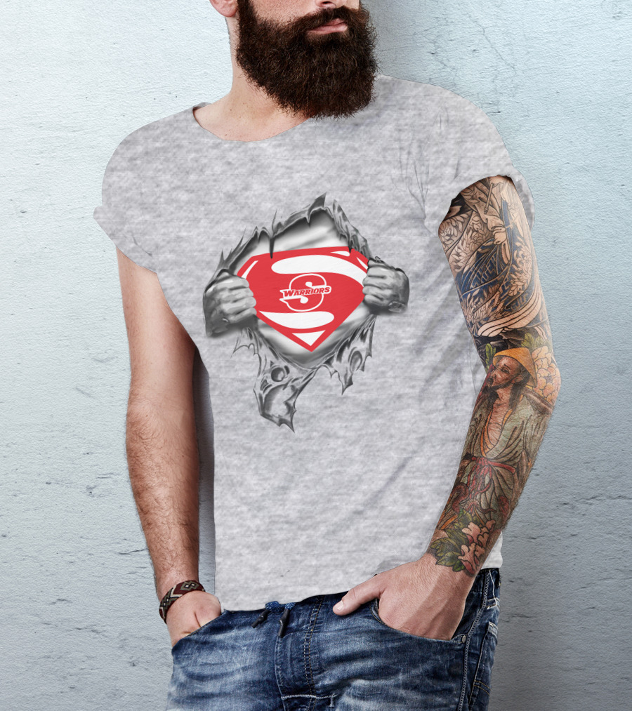 Stanislaus Warriors Superman Logo Silver Hands Tear T-Shirt