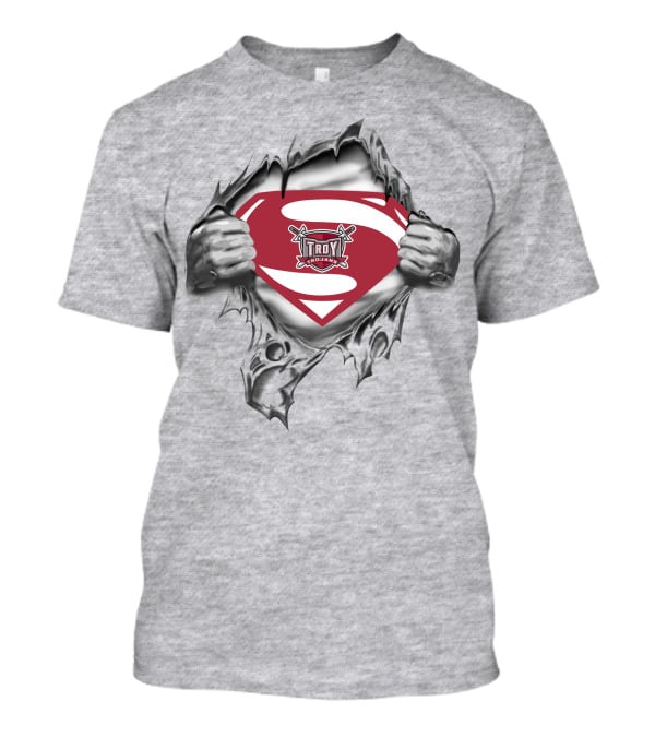Troy Trojans Superman Logo With Torn Shirt Effect T-Shirt