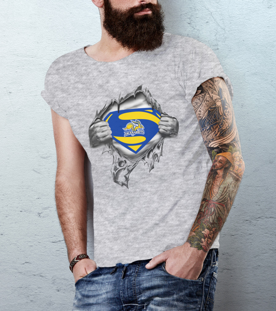 South Dakota State Jackrabbits Superman Logo Rip T-Shirt